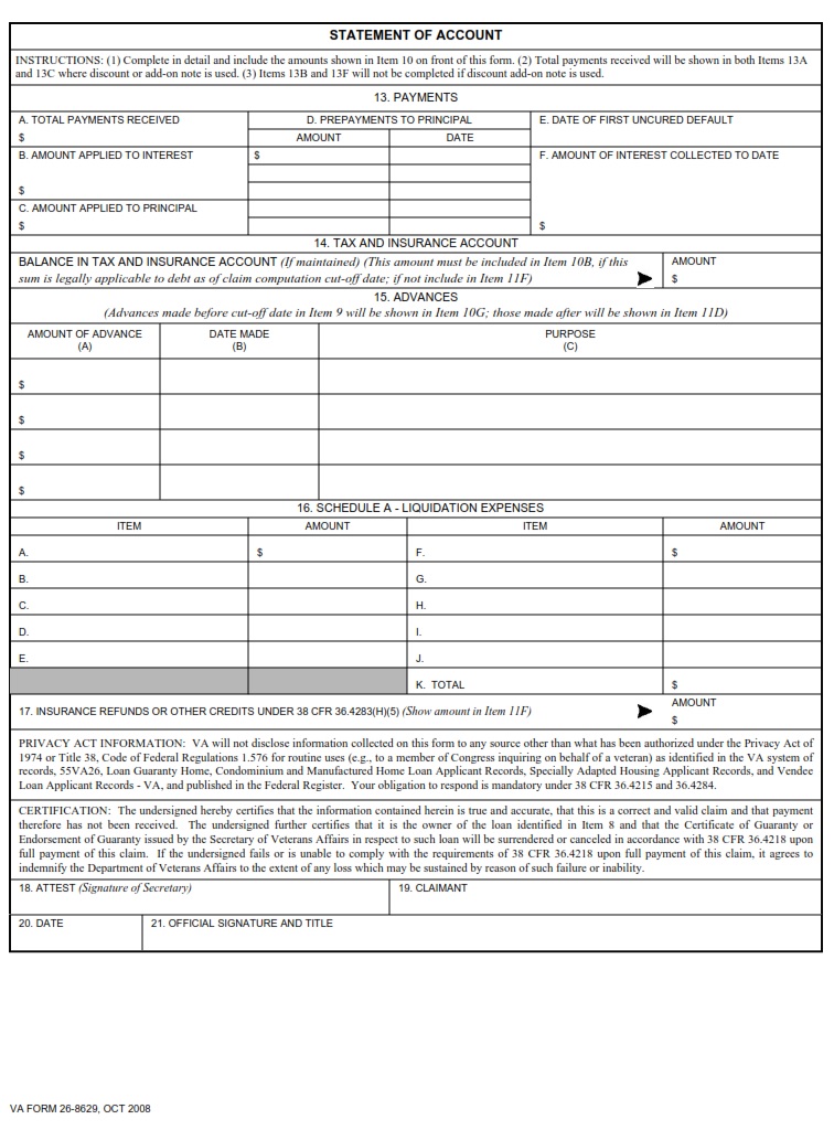 VA Form 26-8629 - Page 2