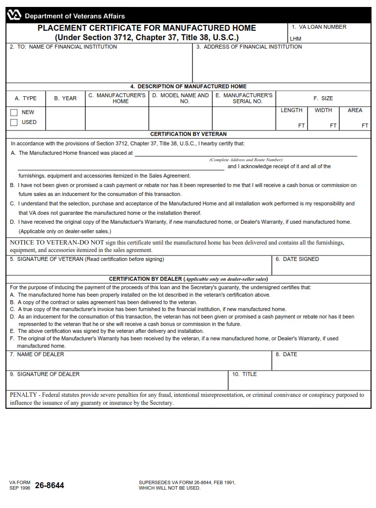 VA Form 26-8644