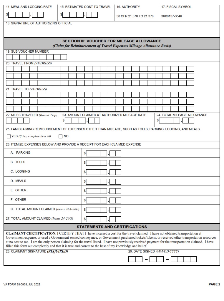 VA Form 20-0968 - Page 2
