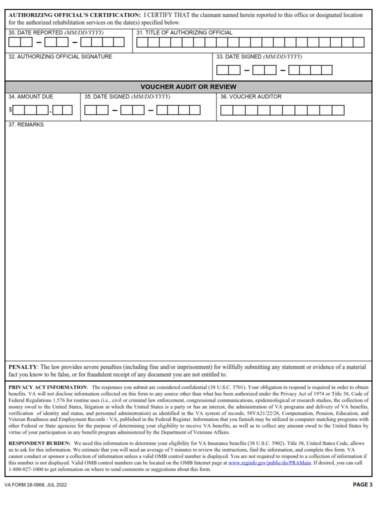 VA Form 20-0968 - Page 3