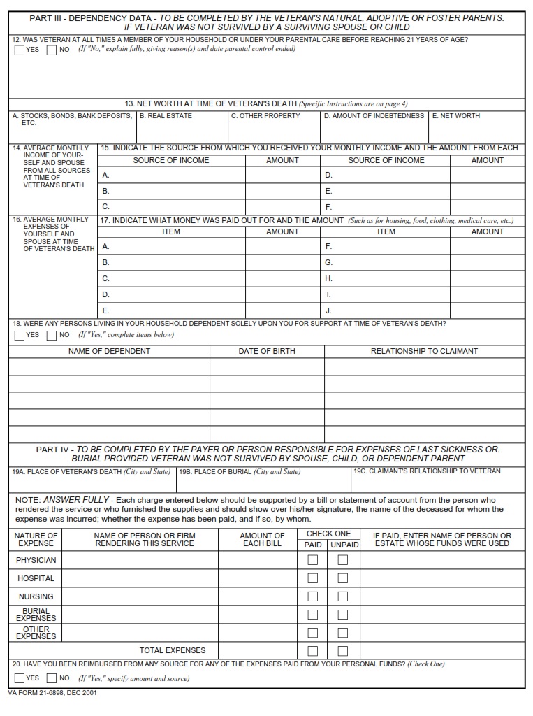 VA Form 21-6898 - Page 2
