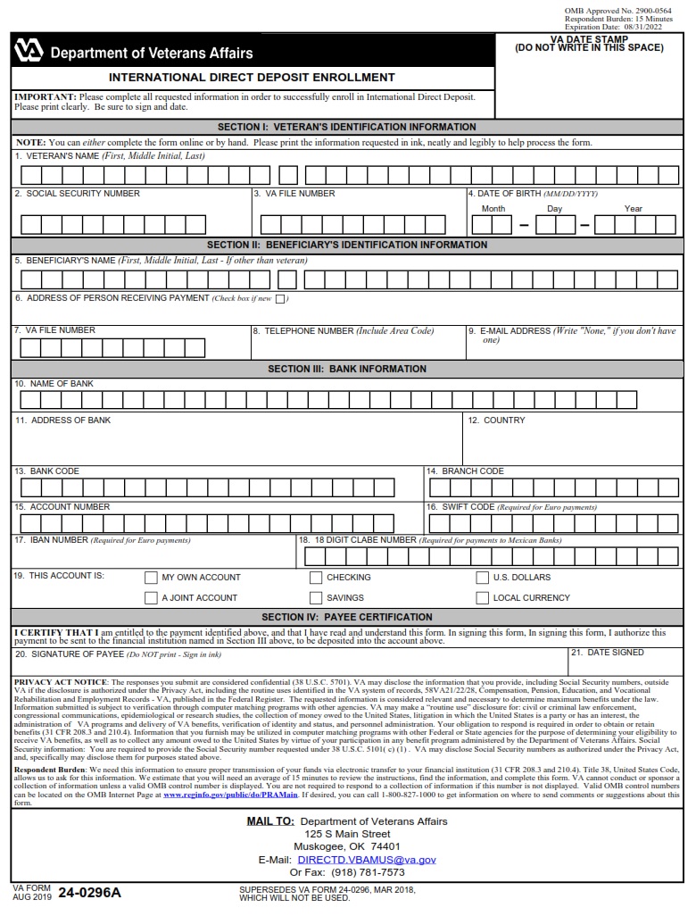 VA Form 24-0296A