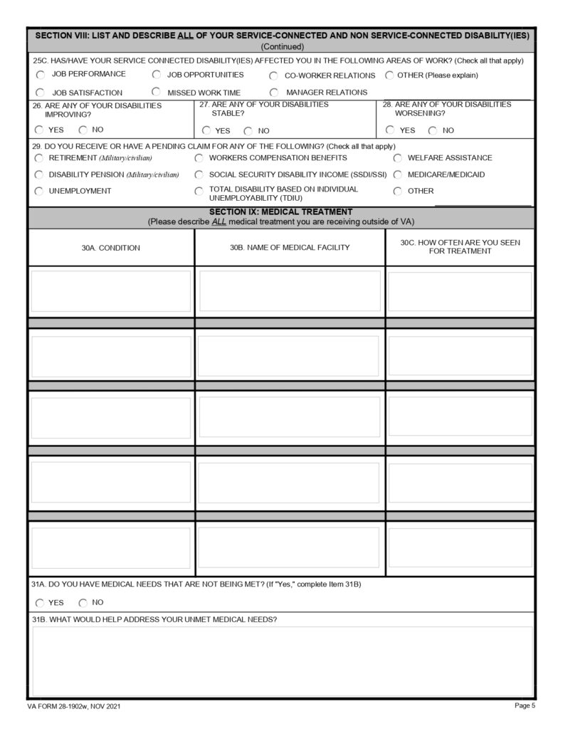 VA Form 28-1902W – Veteran Readiness and Employment (VR&E ...