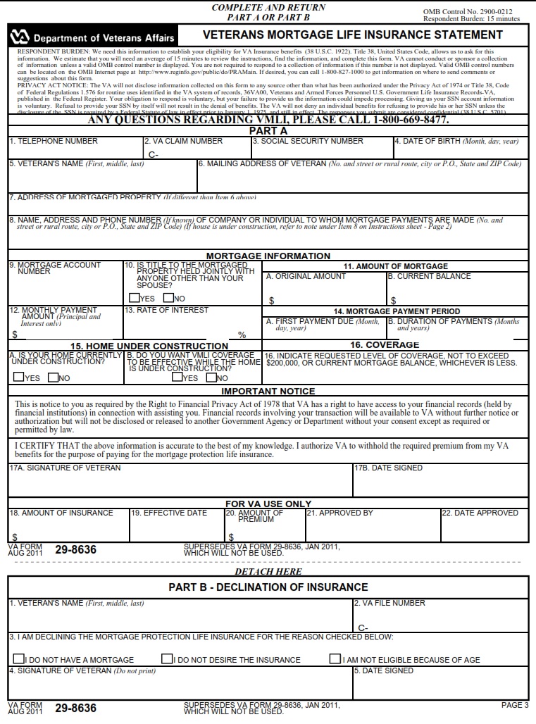 VA Form 29-8636