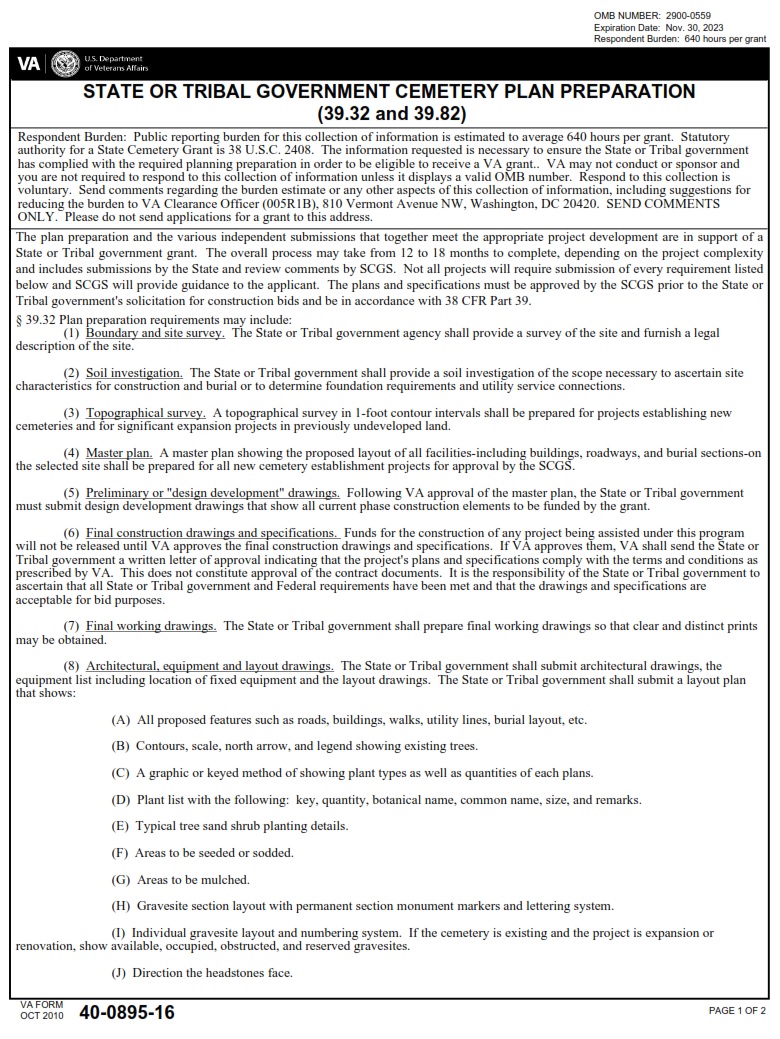 VA Form 40-0895-16 - Page 1