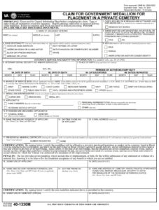 VA Form 40-1330M – Claim for Government Medallion for Placement in a ...