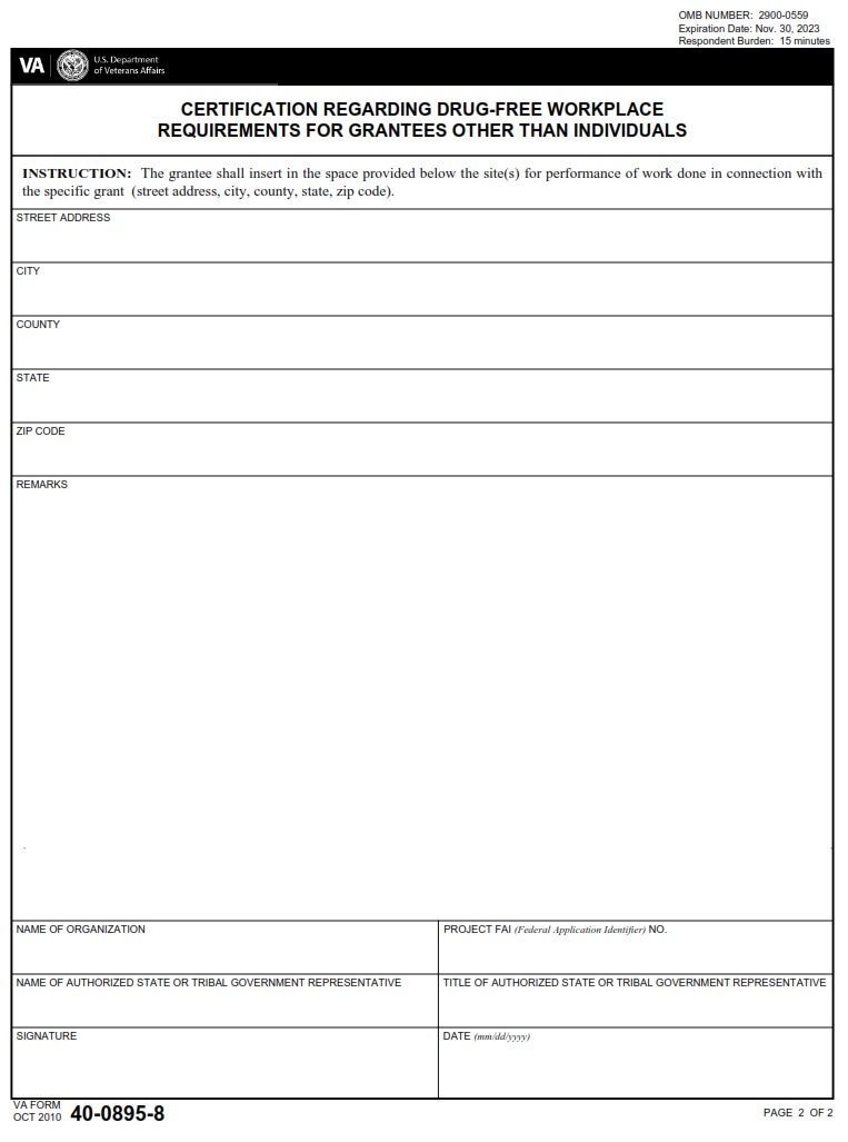 VA Form 40-40-0895-8 - Page 2