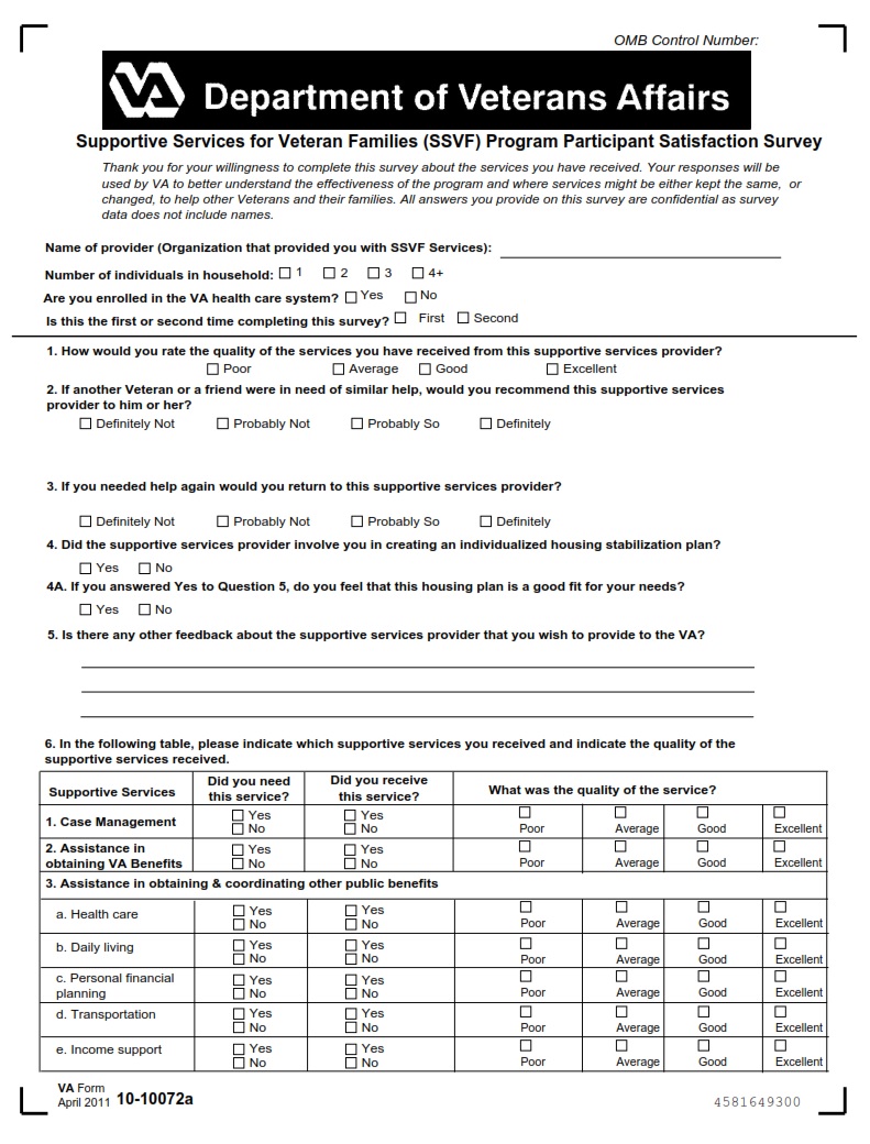 VA Form 10-10072A - Page 1