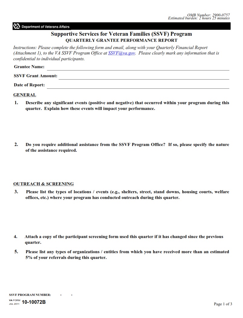 VA Form 10-10072B - Page 1
