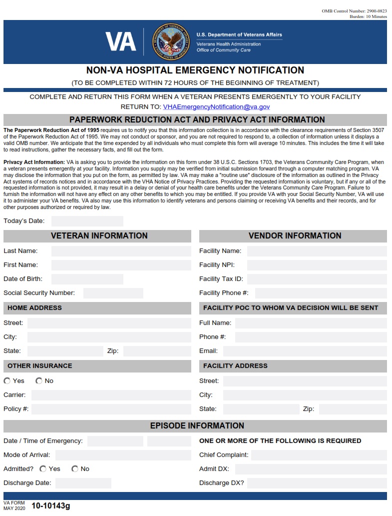 VA Form 10-10143g