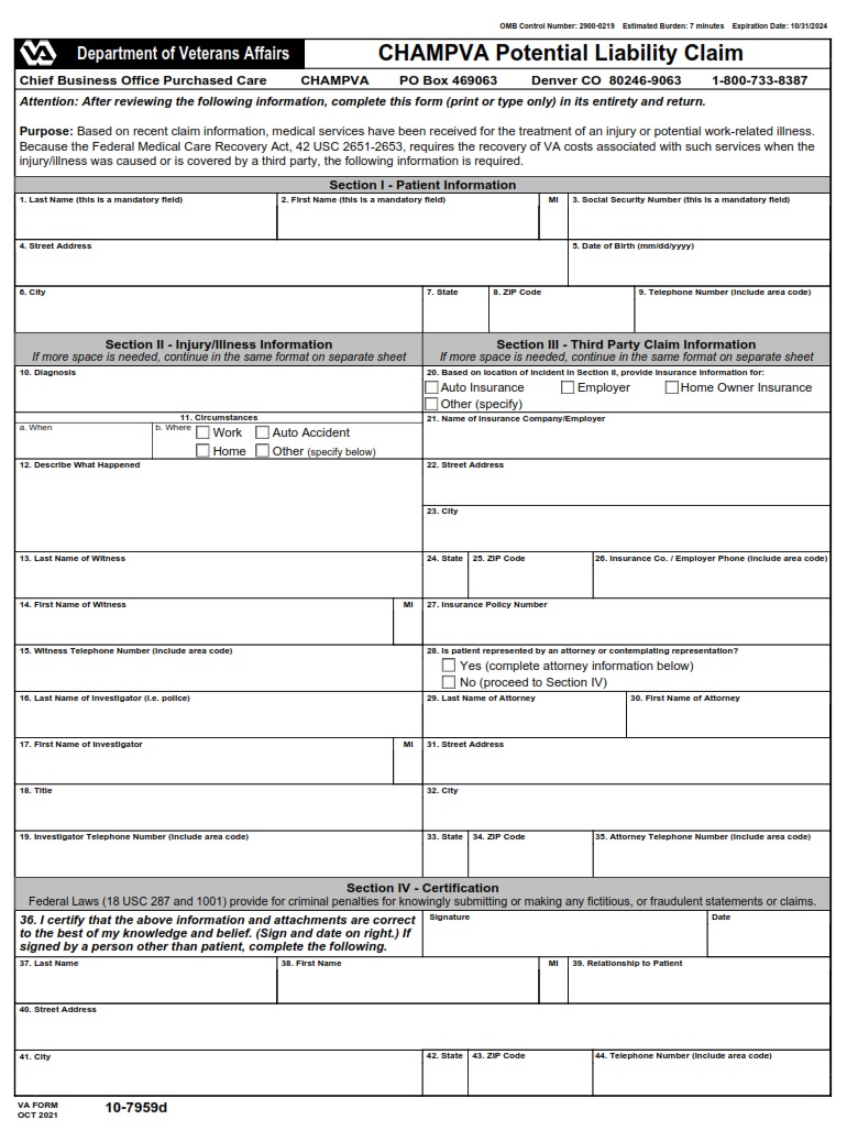 VA Form 10-7959D