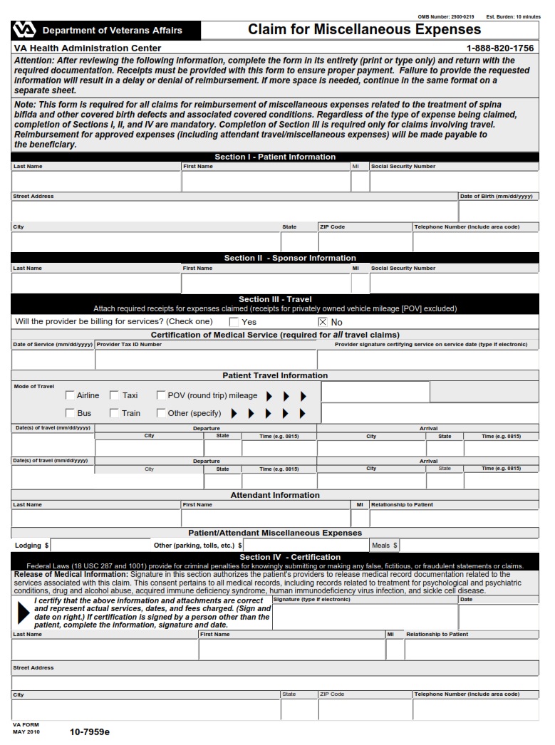 VA Form 10-7959E