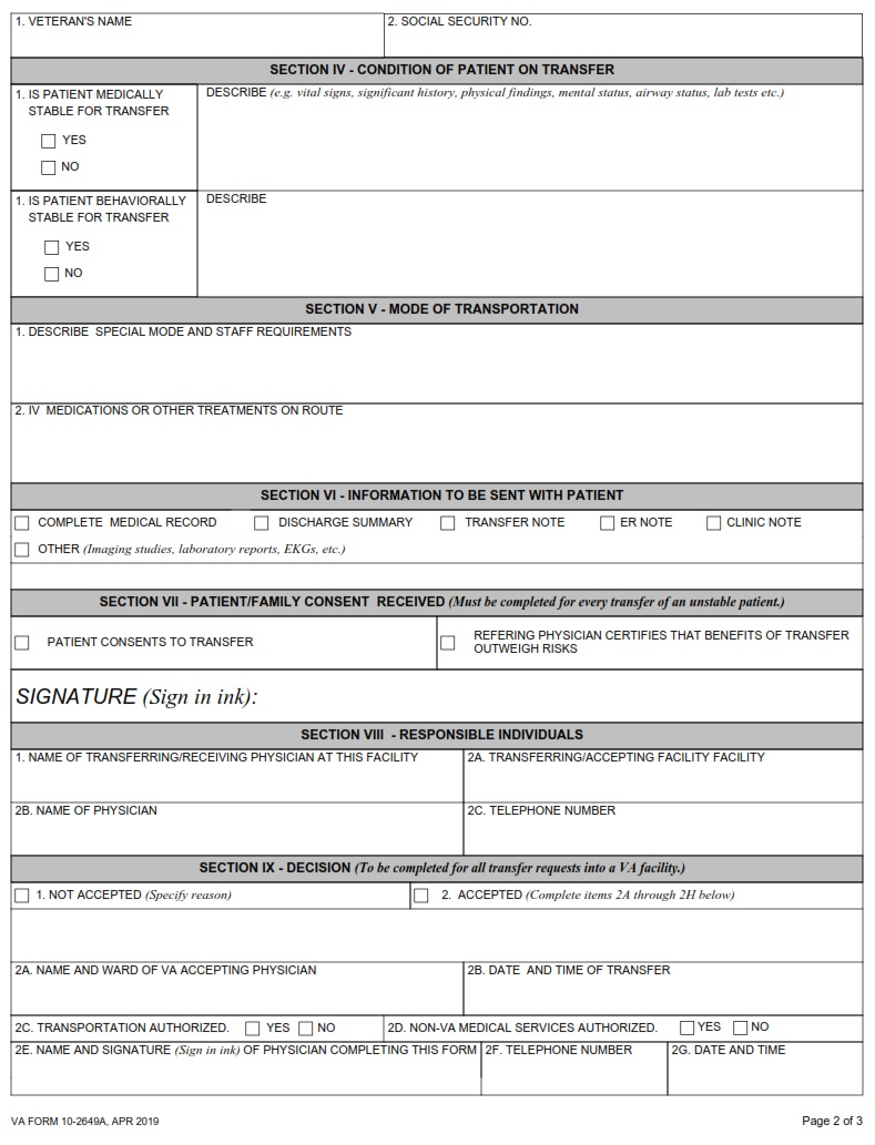 VA Form 10-2649A - Page 2