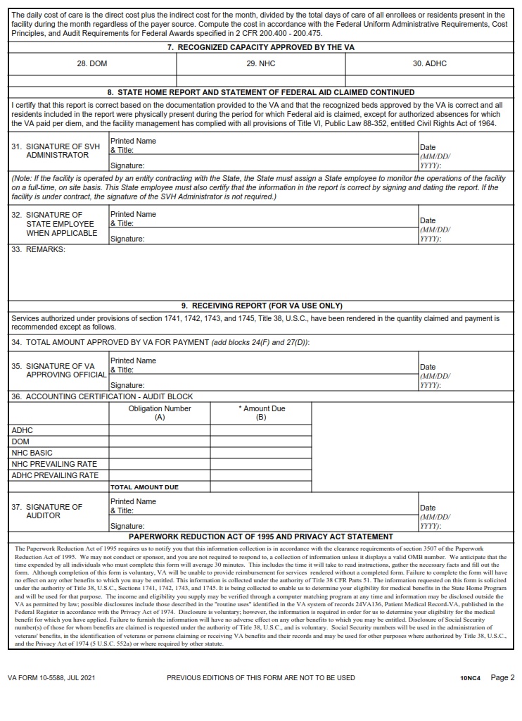 VA Form 10-5588 - Page 2