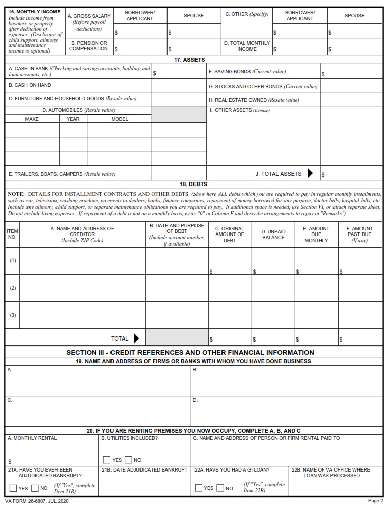 VA Form 26-6807 - Page 2