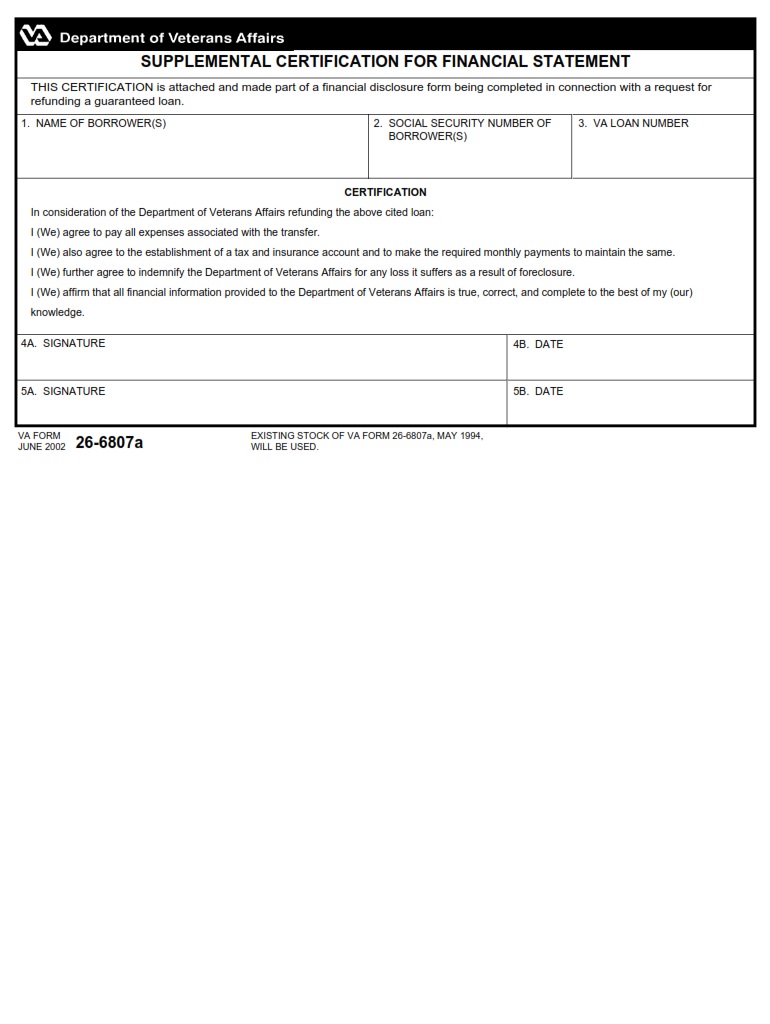 VA Form 26-6807a