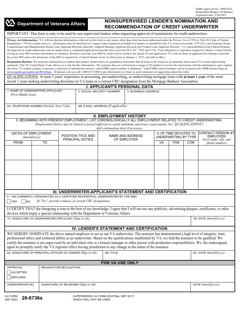 VA Form 26-8736a