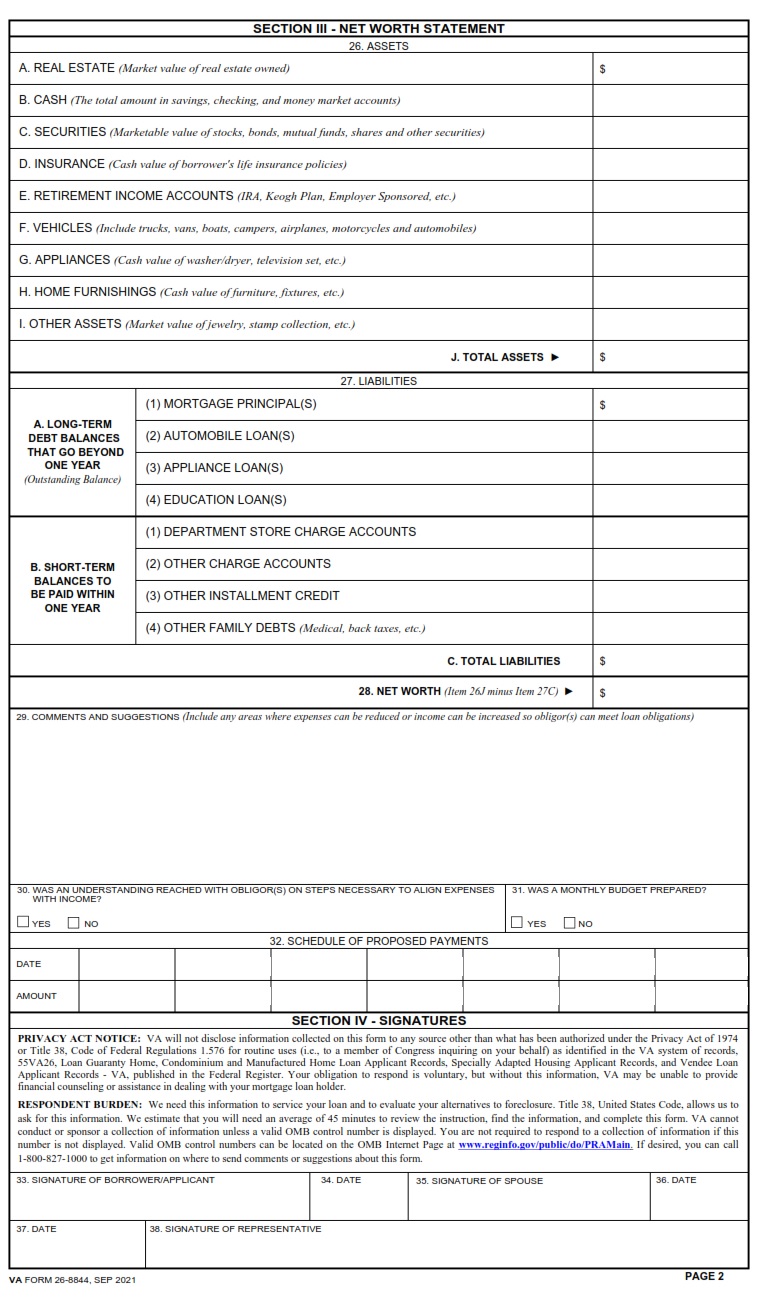 VA Form 26-8844 - Page 2