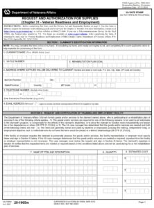 VA Form 28-1905M – Request And Authorization For Supplies (Chapter 31 ...