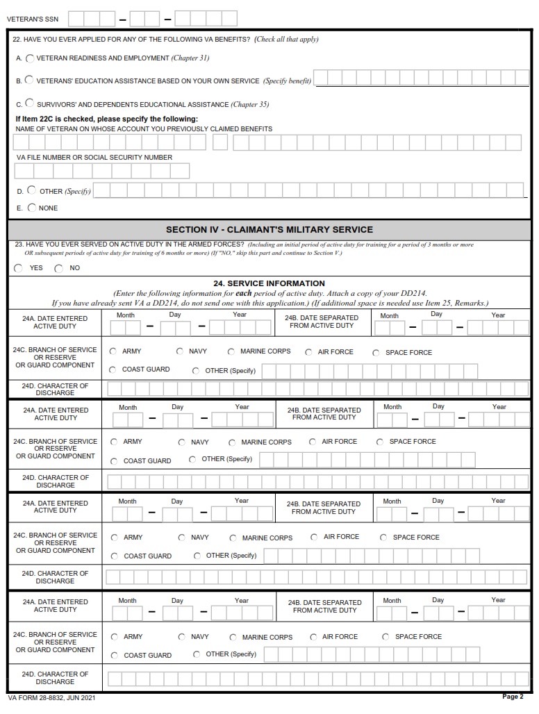 VA Form 28-8832 - Page 2