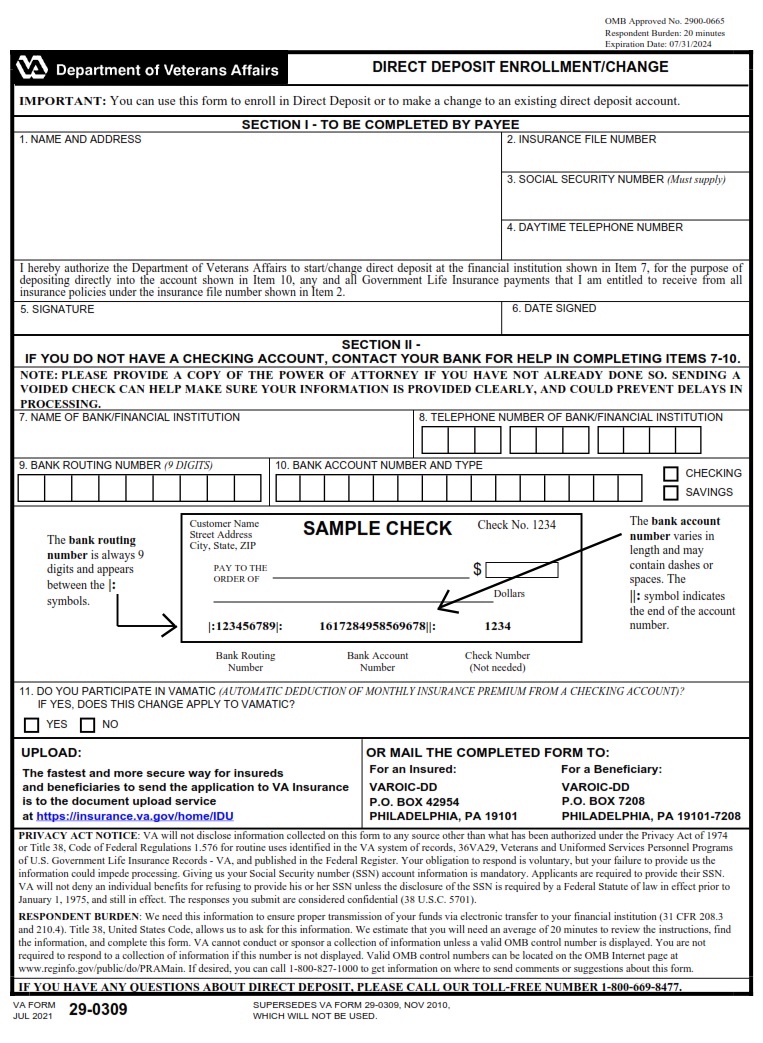 VA Form 29-0309